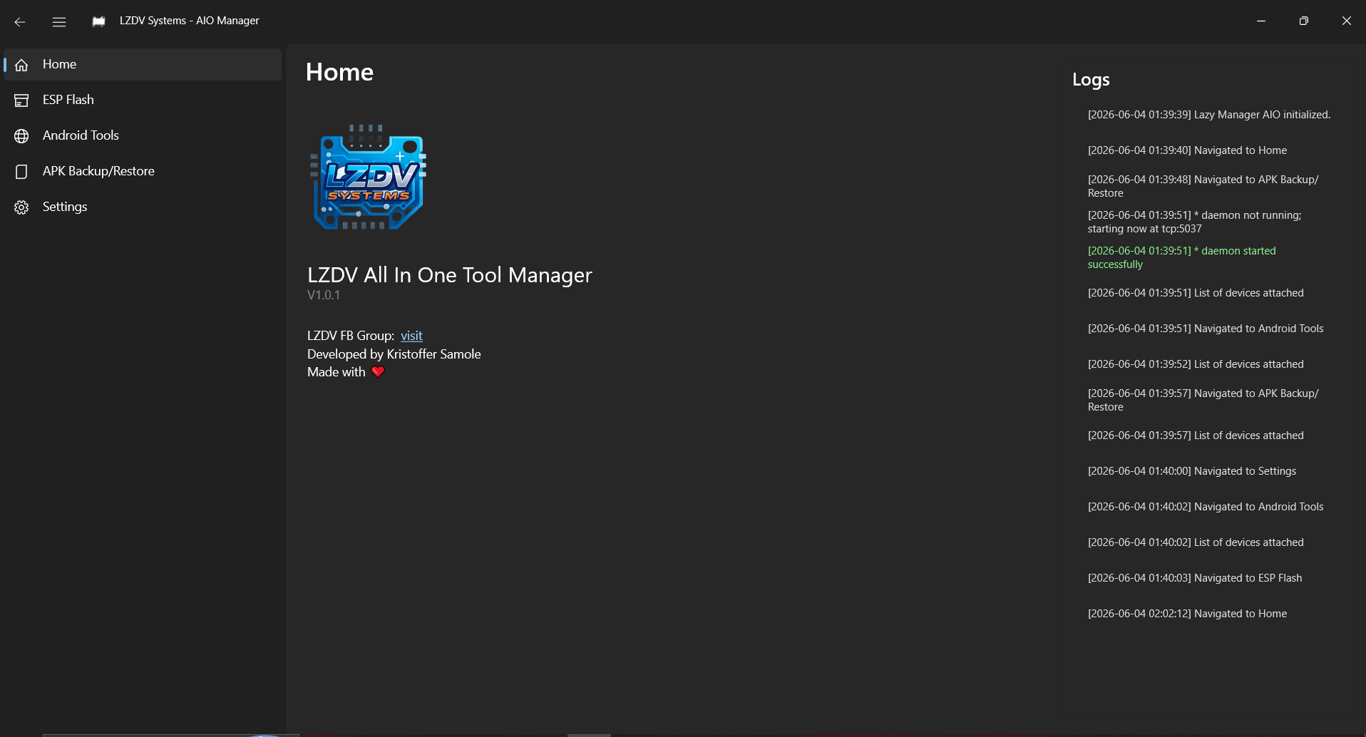 LazyDEV AIO Manager home screen